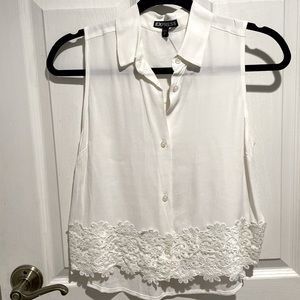 Express Button up Tank with Floral Detail